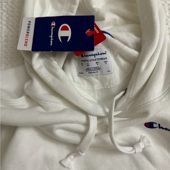 NWT CHAMPION White Hoodie w/ logo - Picture 4 of 5